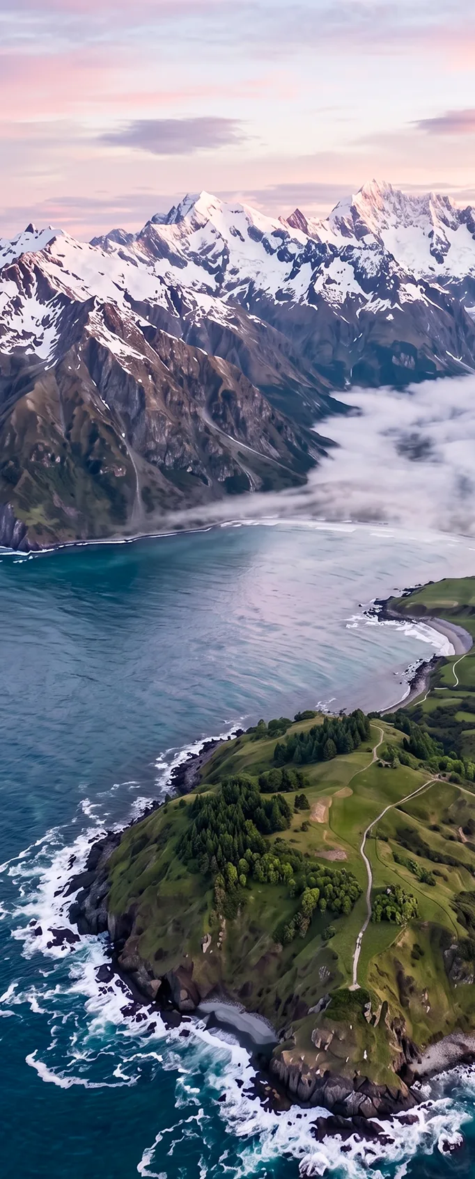 Mountain coastline from above